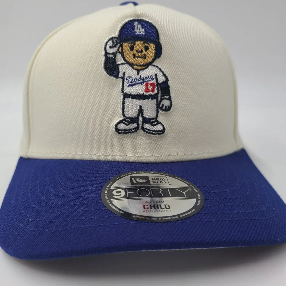 Child Los Angeles Dodgers Hat Snapback 9Forty New Era Cream Blue Shohei Ohtani